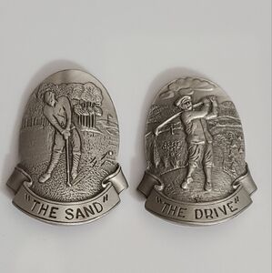 Pewter Vintage golf 3D detailed the drive & sand For glasses ? Medallion craft